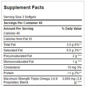 Triple Omega 3.6.9 40Serv/120Soft Gels