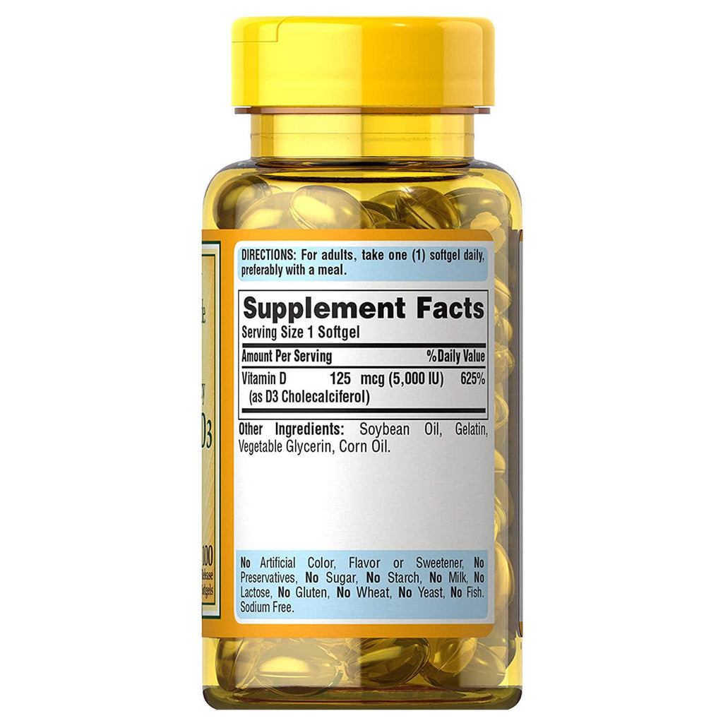 Vitamin D3 5000iu 100Serv 100 Rapid Soft gels