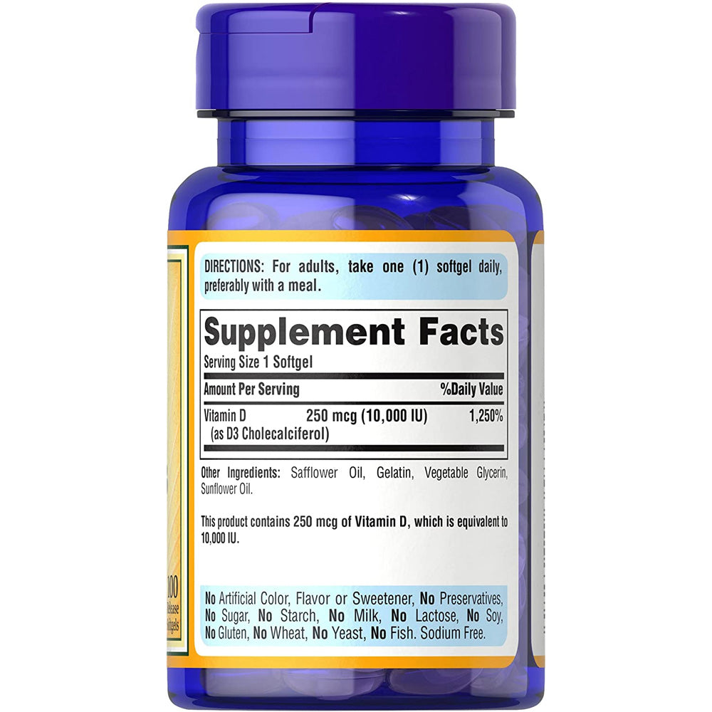 Vitamin D3 10000 100Serv 100 Soft Gels