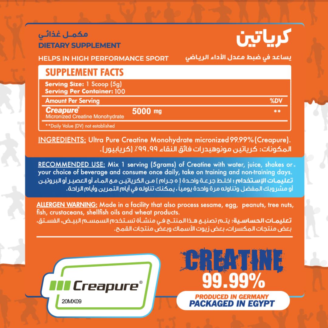 Creatine 99.9% Creapure - 100 Serv - 500 G