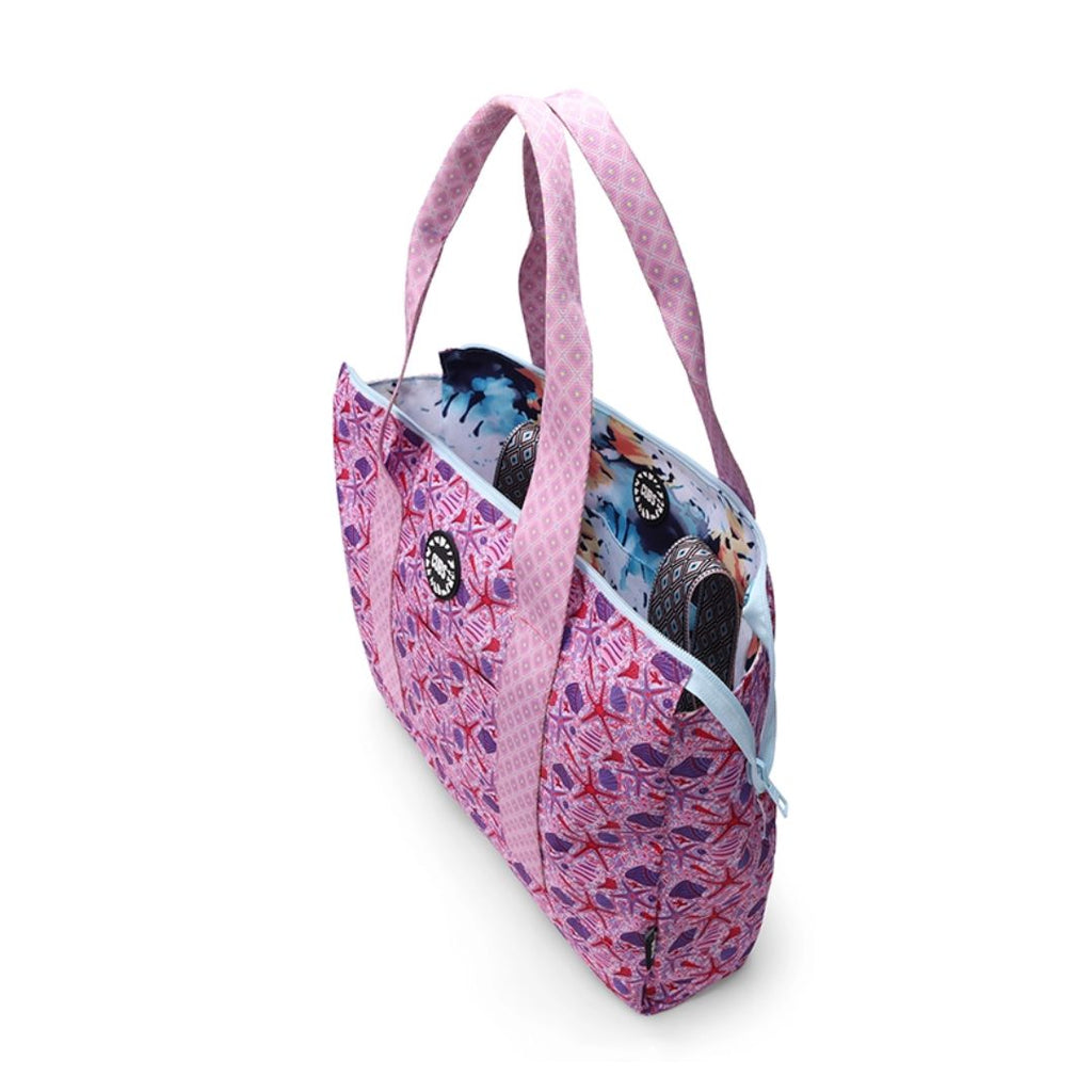 Bluish Tie Dye and Pinky Stars Double Face Tote Bag 19 L