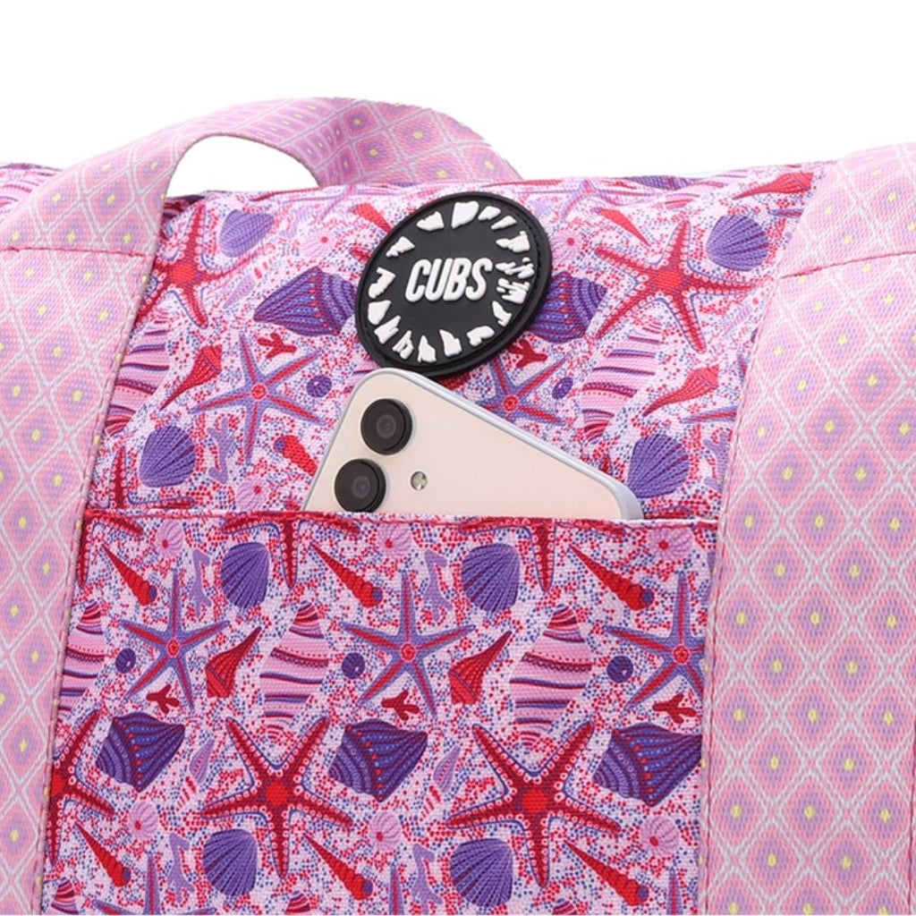 Bluish Tie Dye and Pinky Stars Double Face Tote Bag 19 L