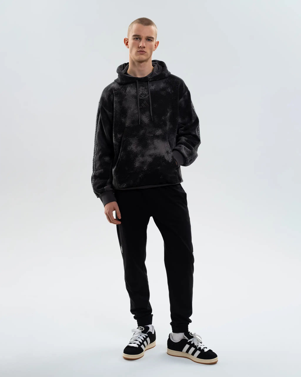 Newcastle United adidas Men's Grey Multi 3-Stripe Hoodie