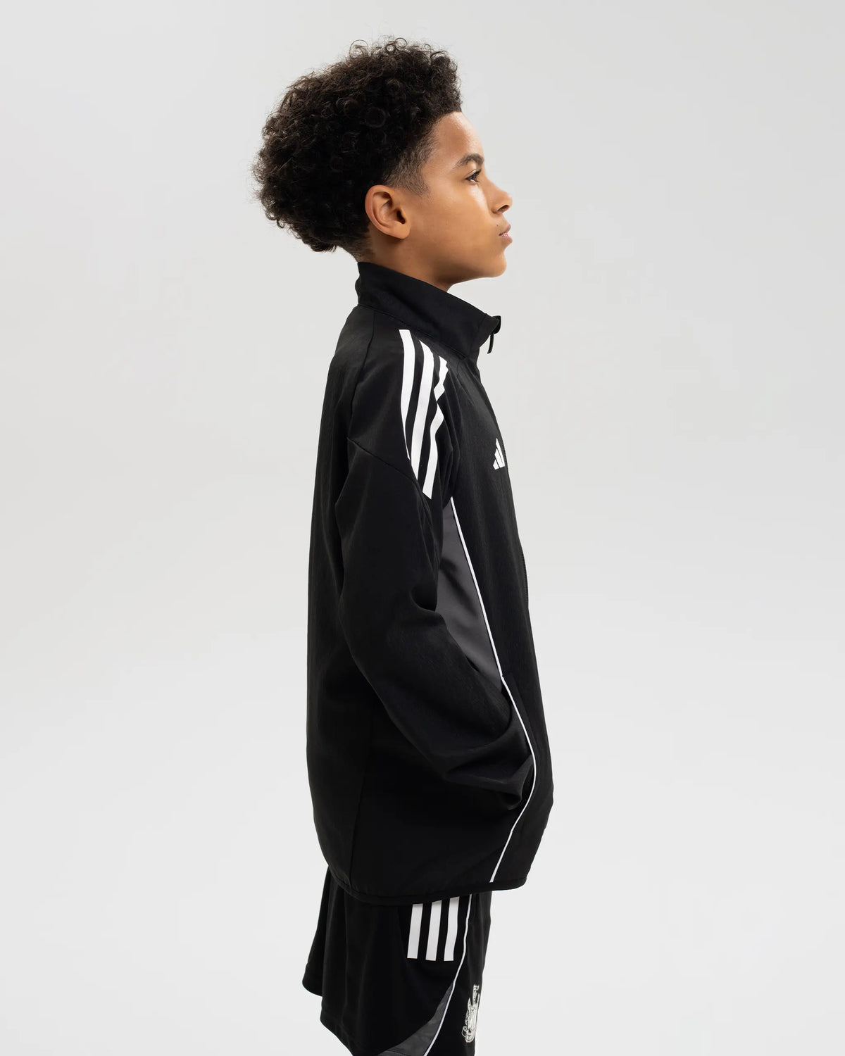 Newcastle United adidas 25/26 Coach's Black Edition Kids' Presentation Jacket