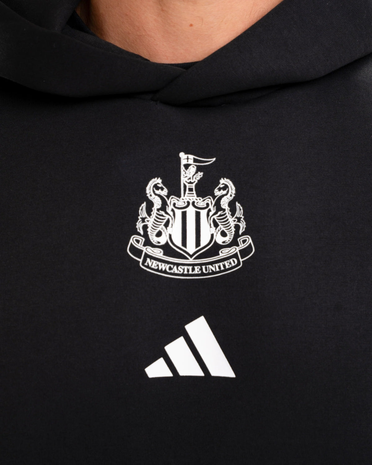 Newcastle United adidas Men's Black 3-Stripe Hoodie
