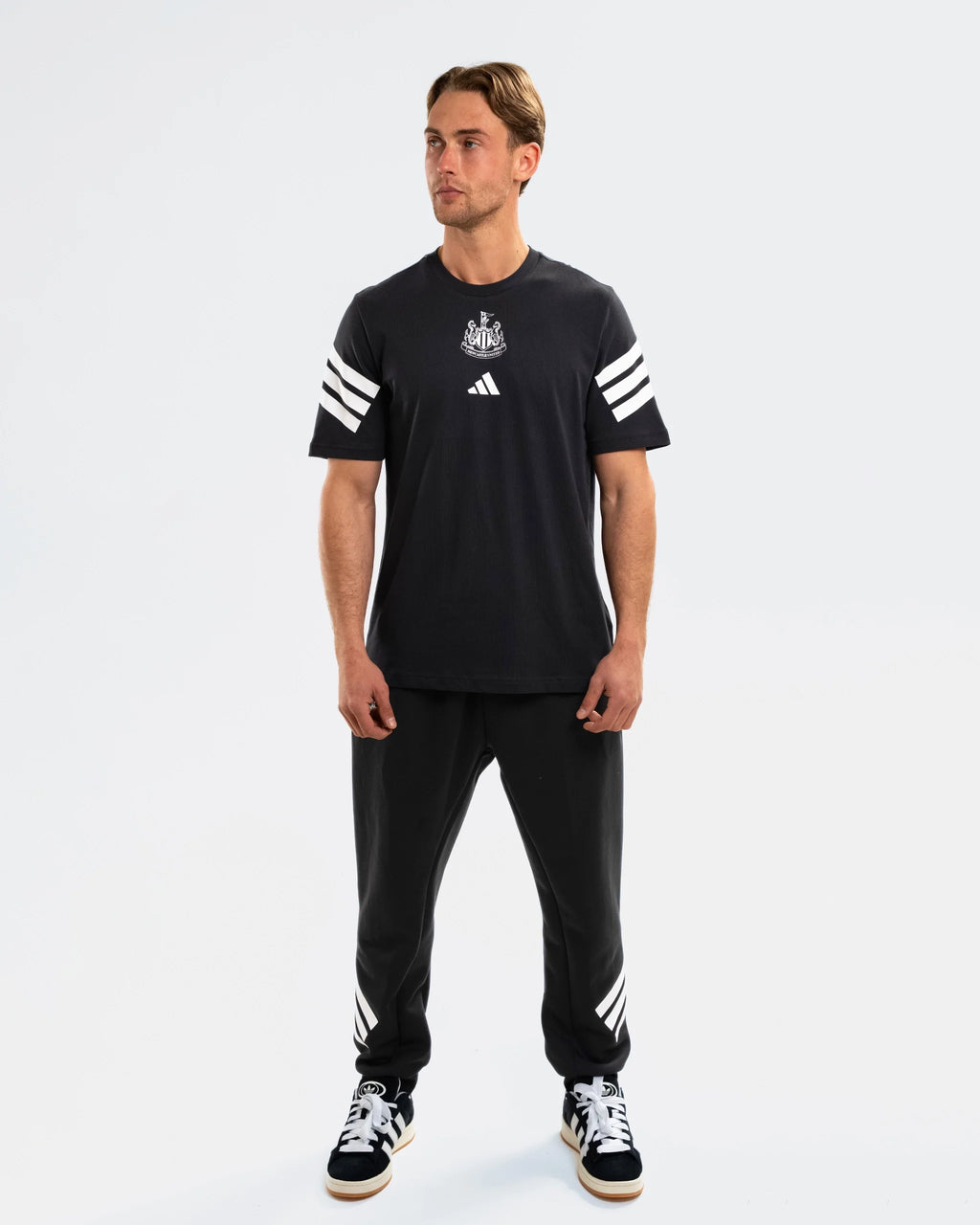 Newcastle United adidas 3-Stripe Black Tee