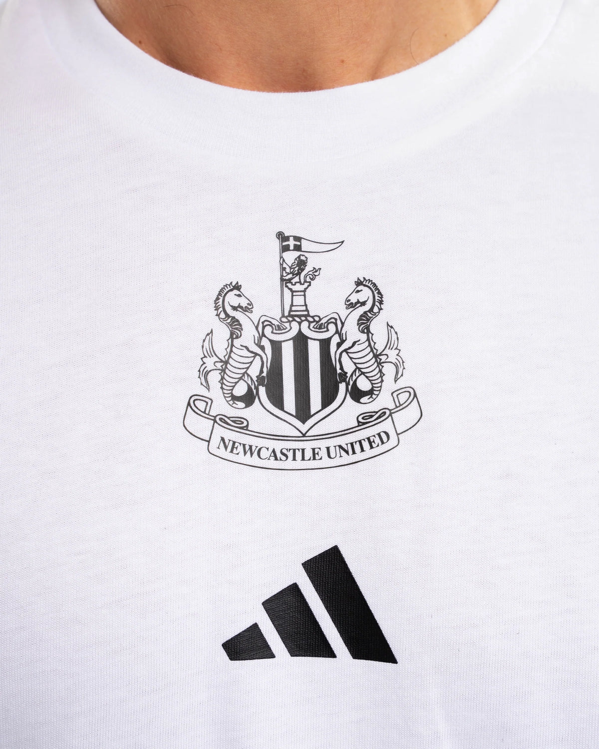 Newcastle United adidas 3-Stripe White Tee
