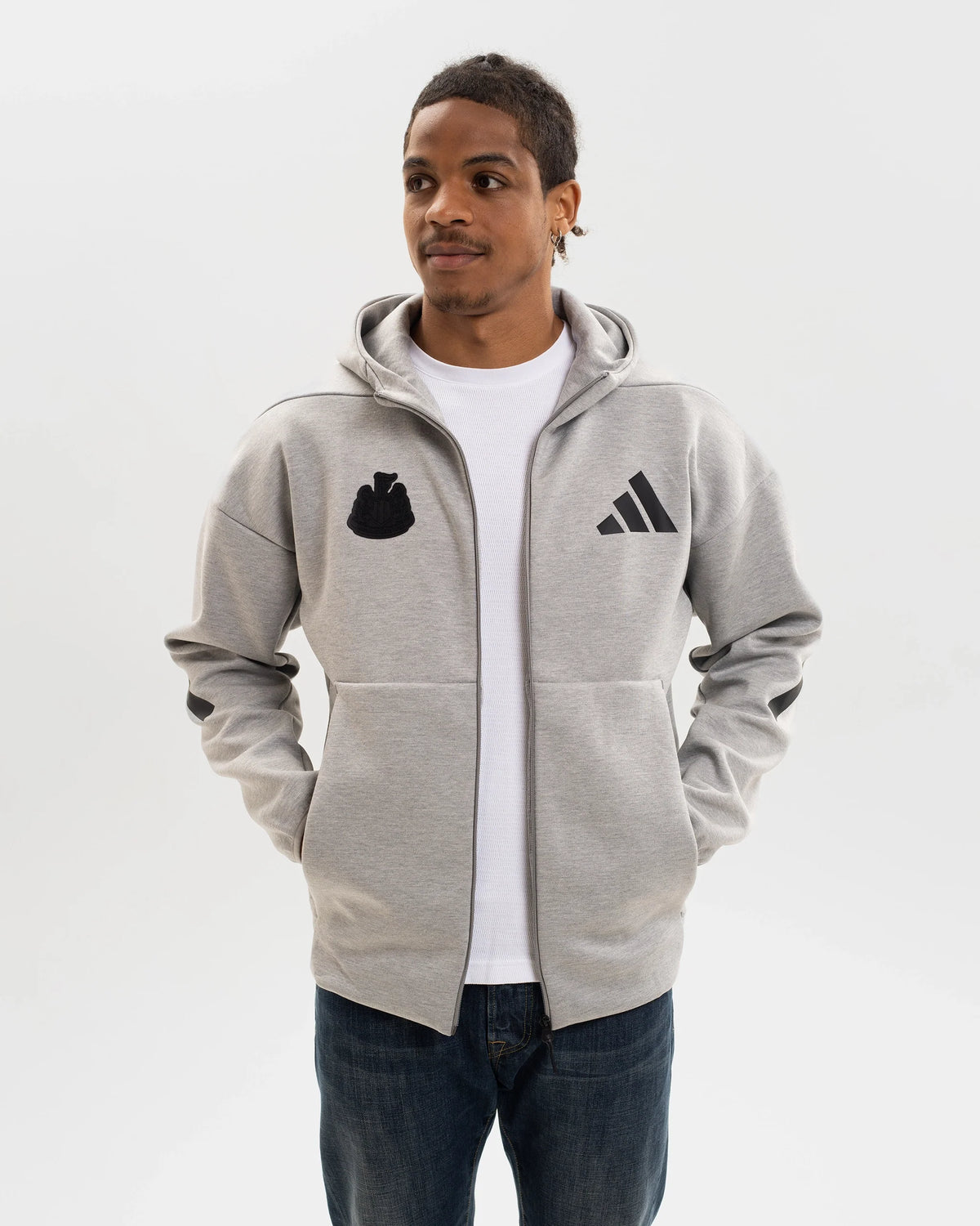 Newcastle United adidas Men's Z.N.E. Grey Full Zip Hoodie