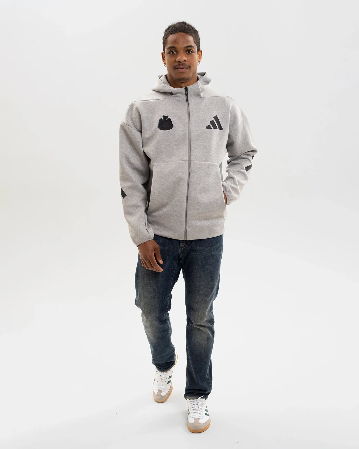 Newcastle United adidas Men's Z.N.E. Grey Full Zip Hoodie