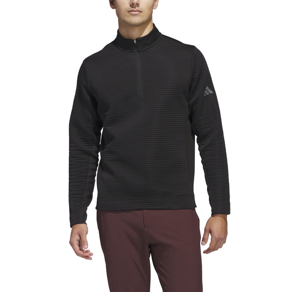 adidas Ultimate365 DWR Textured 1/4 Zip Arm Logo Sweatshirt - Black