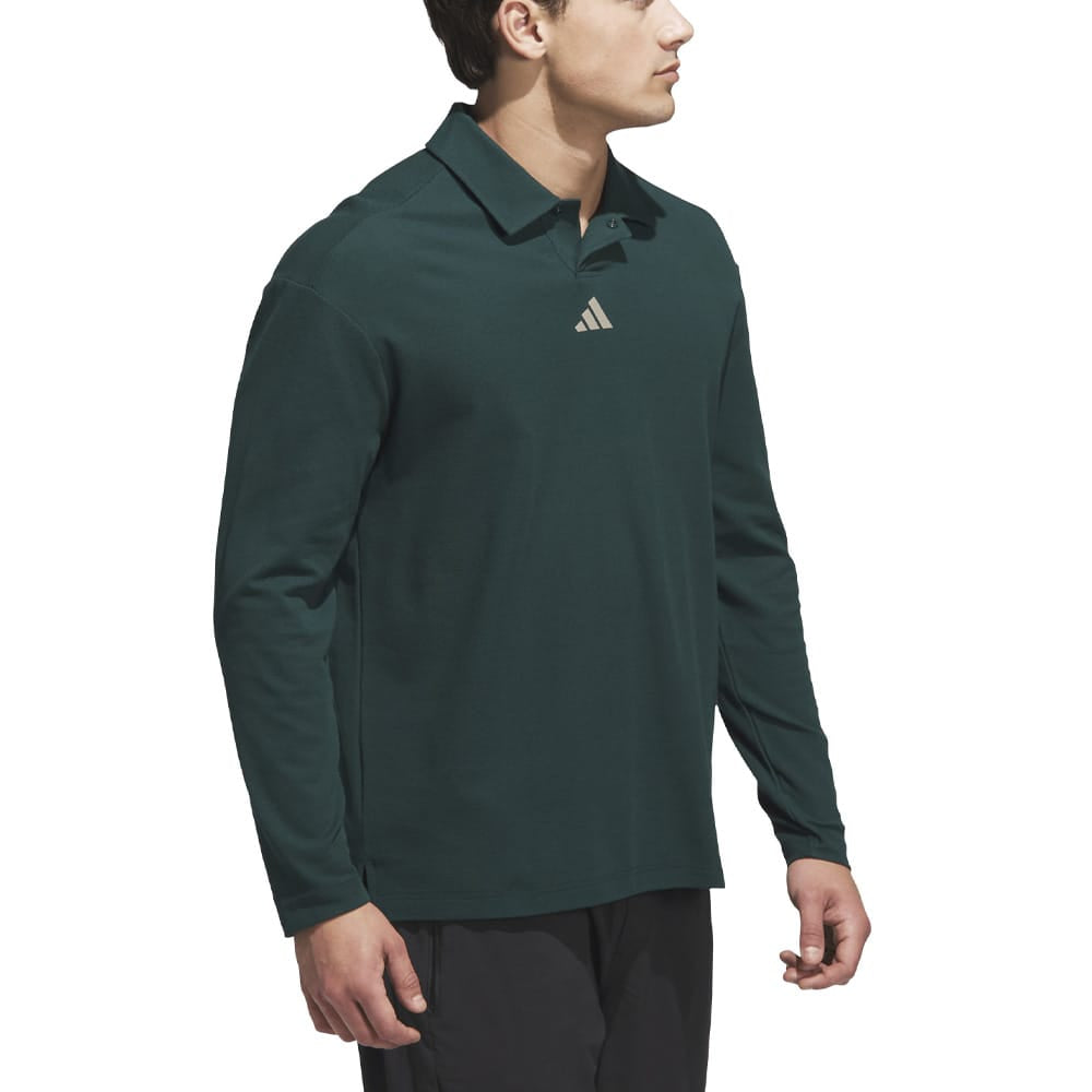 adidas Beyond Long Sleeve Loose Fit Polo Shirt - Aurora Ivy