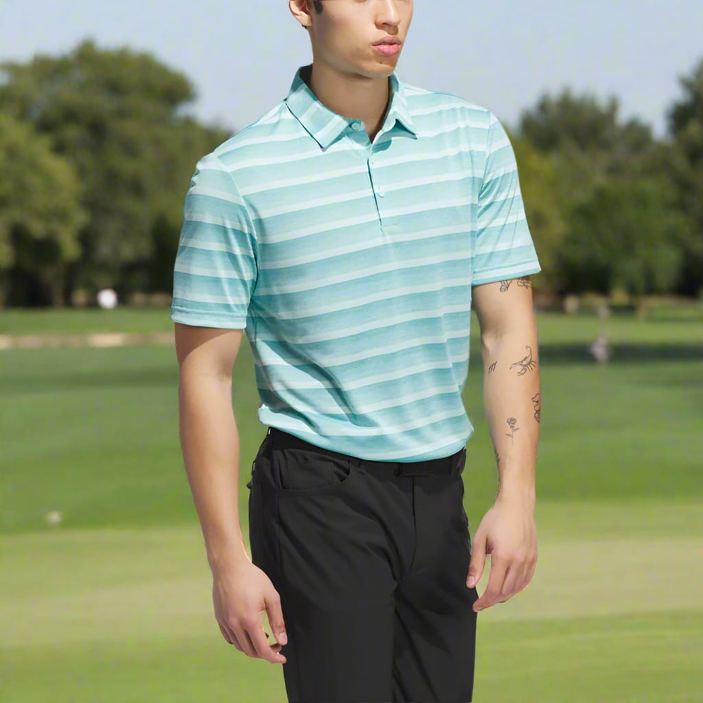 adidas Two-Colour Stripe Polo Shirt - Mint Ton/Semi Flash Aqua