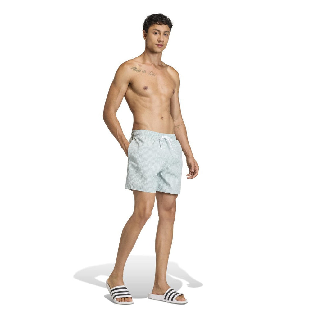 Seersucker Stripy Swim Shorts 5-Inch