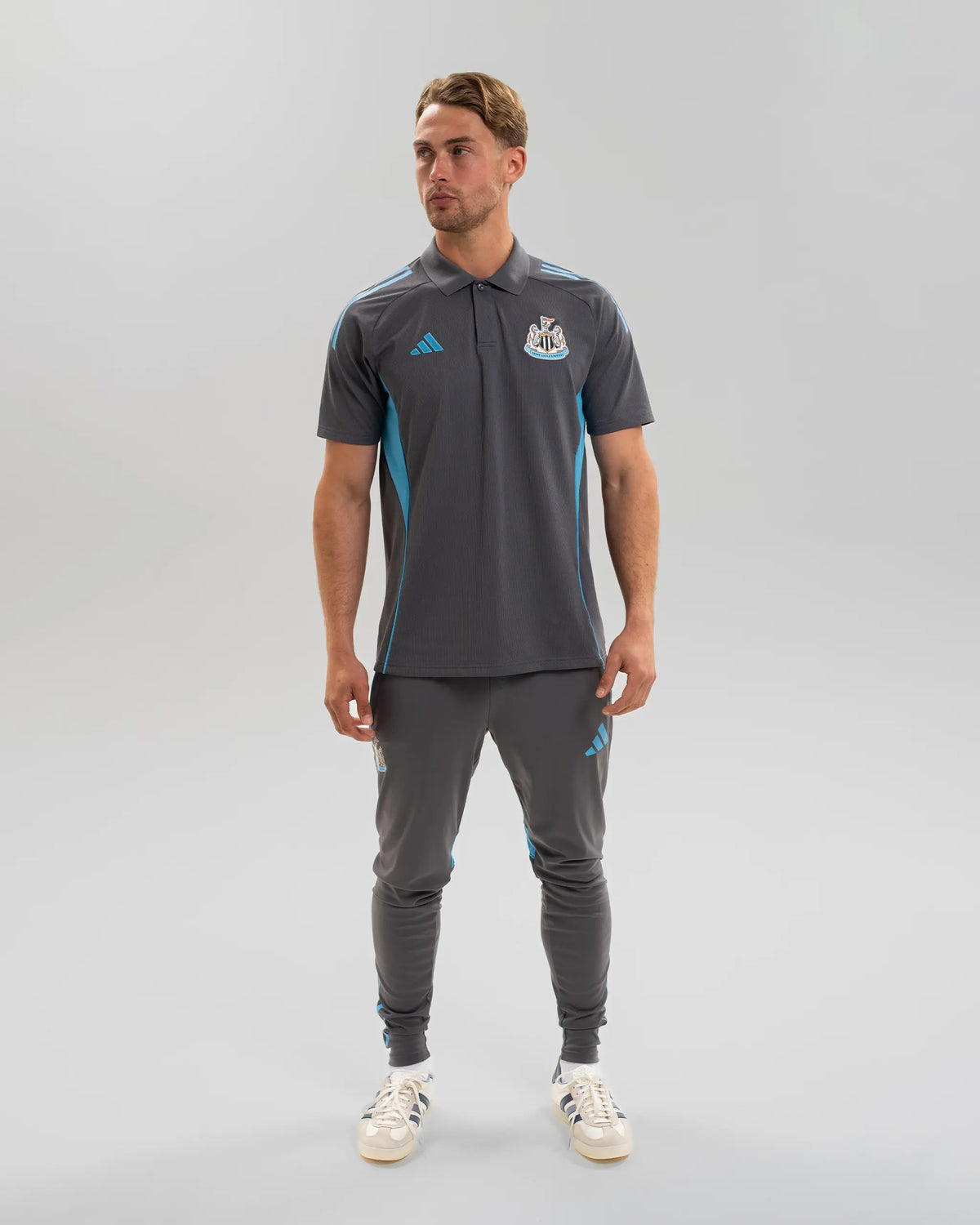 Newcastle United adidas 25/26 Players Range Grey Polo Shirt