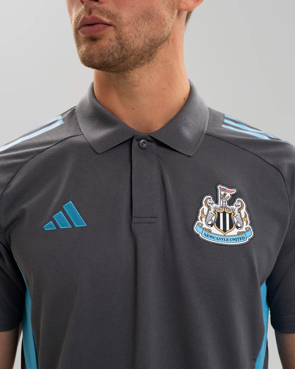 Newcastle United adidas 25/26 Players Range Grey Polo Shirt