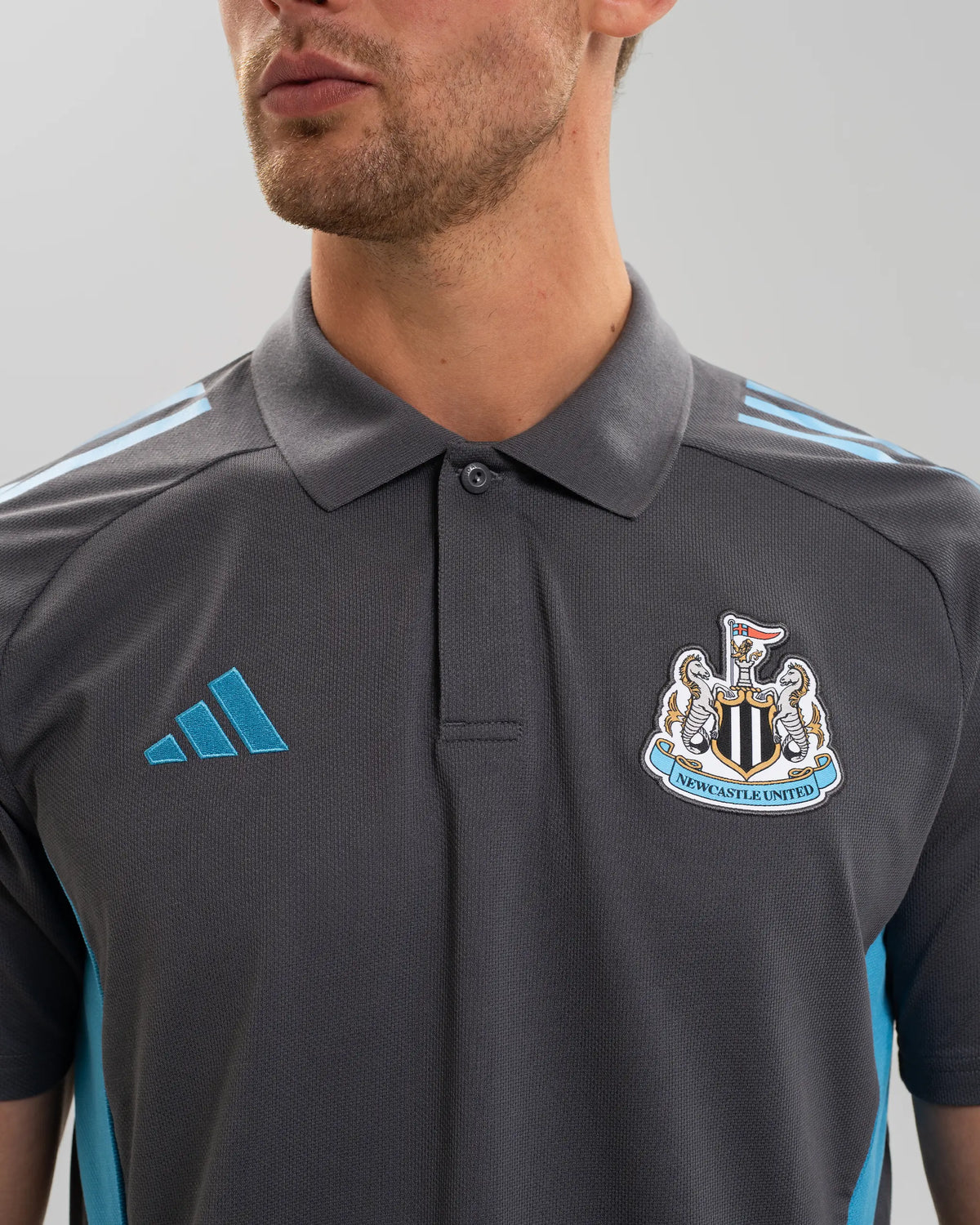 Newcastle United adidas 25/26 Players Range Grey Polo Shirt