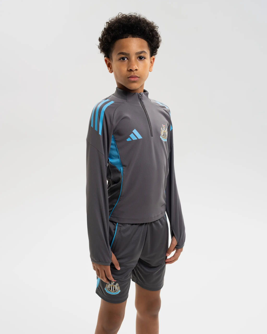 Newcastle United adidas 25/26 Players Range Kids' Grey 1/4 Zip Training Top