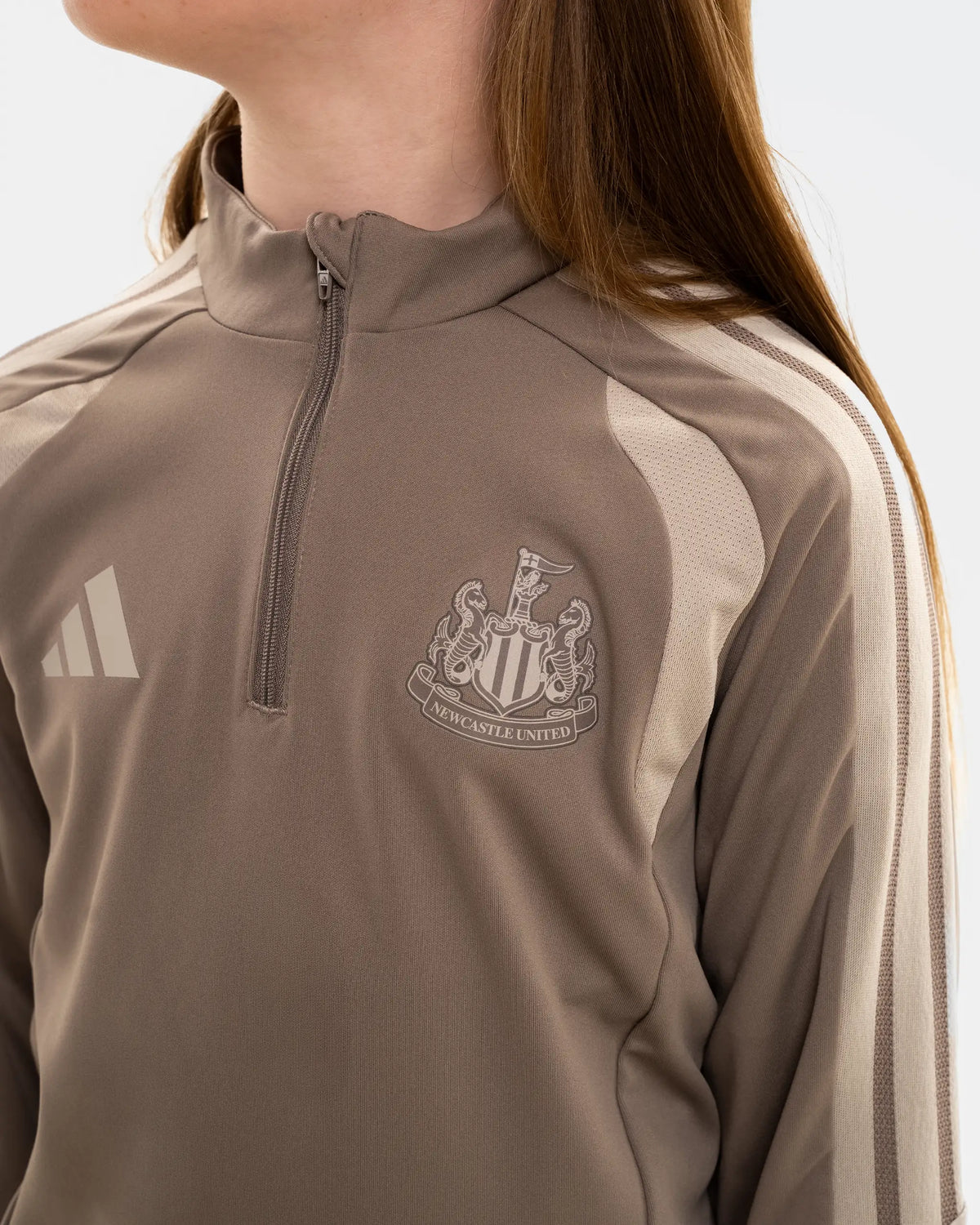 Newcastle United adidas Kids' 26/27 Coach's Range Beige 1/4 Zip Top