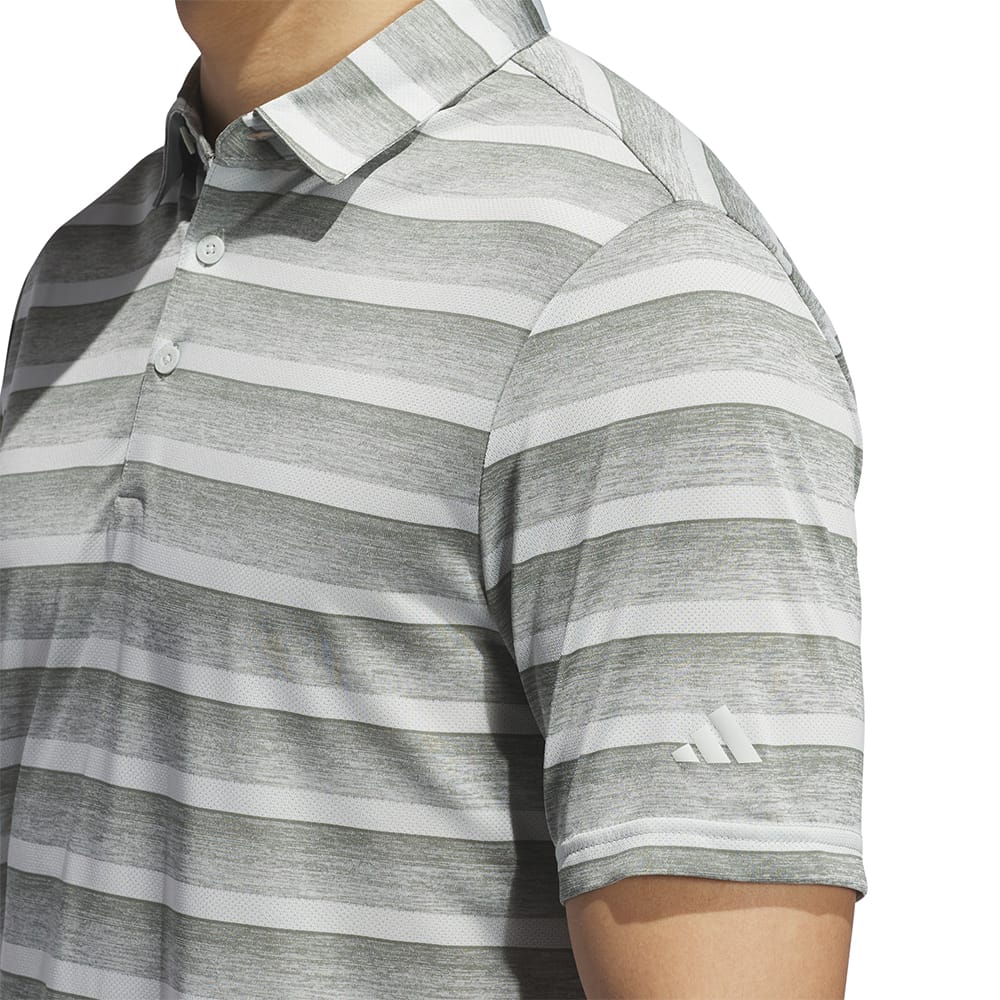 adidas 2 Colour Stripe Polo Shirt - Silver Green/Wonder Silver