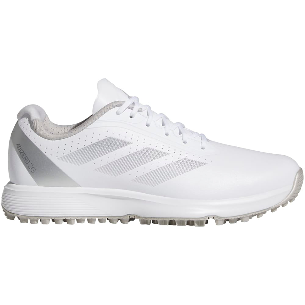 adidas Jr Adizero ZG Spikeless Waterproof Shoes - White/Silver Metallic/Iron Metallic