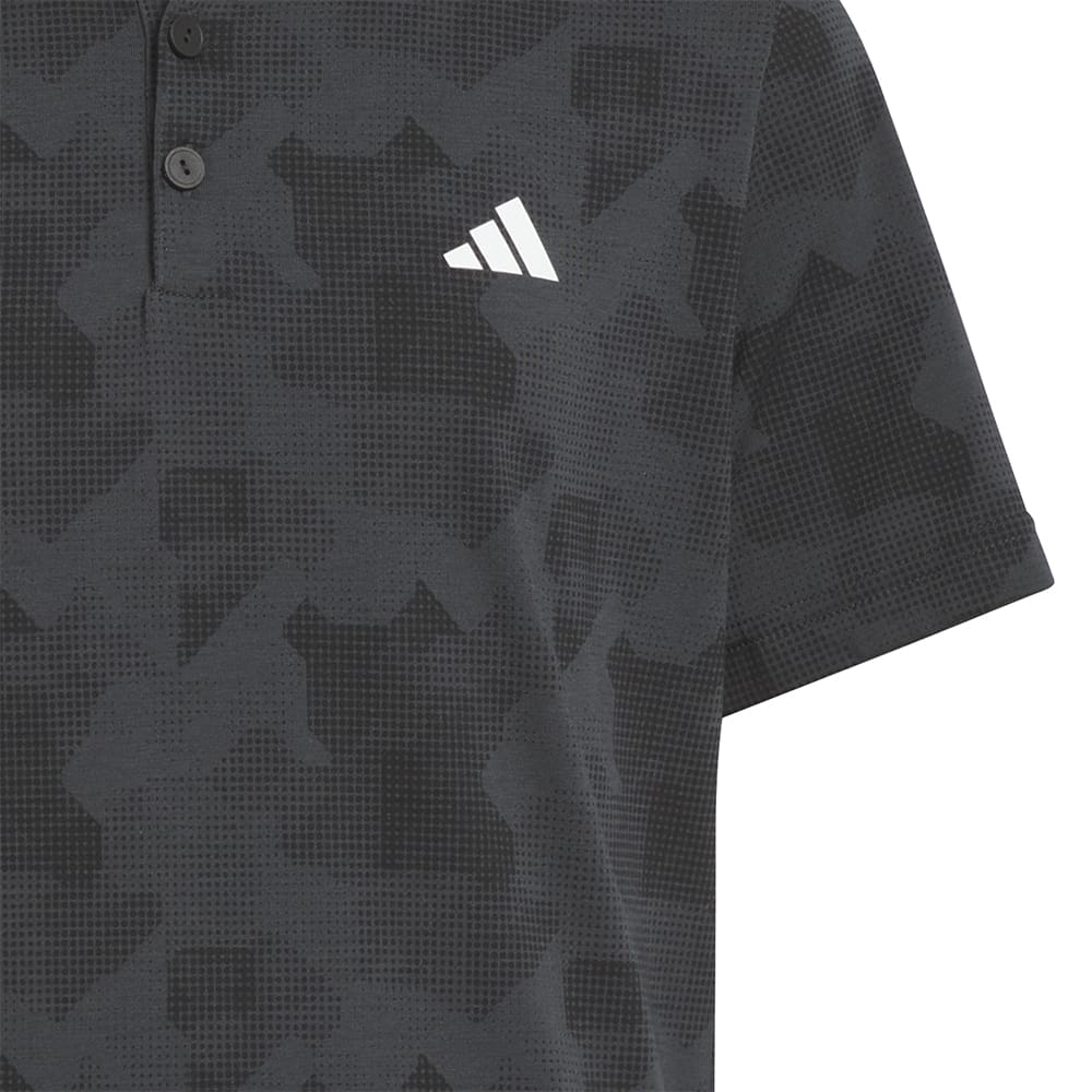 adidas Jr Printed Scripted Polo Shirt - Carbon/Black