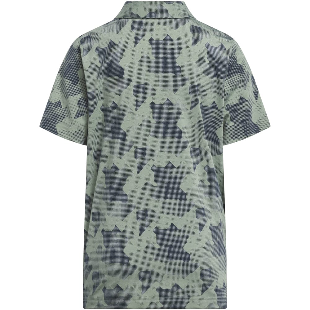adidas Jr Printed Scripted Polo Shirt - Silver Green/Collegiate Navy
