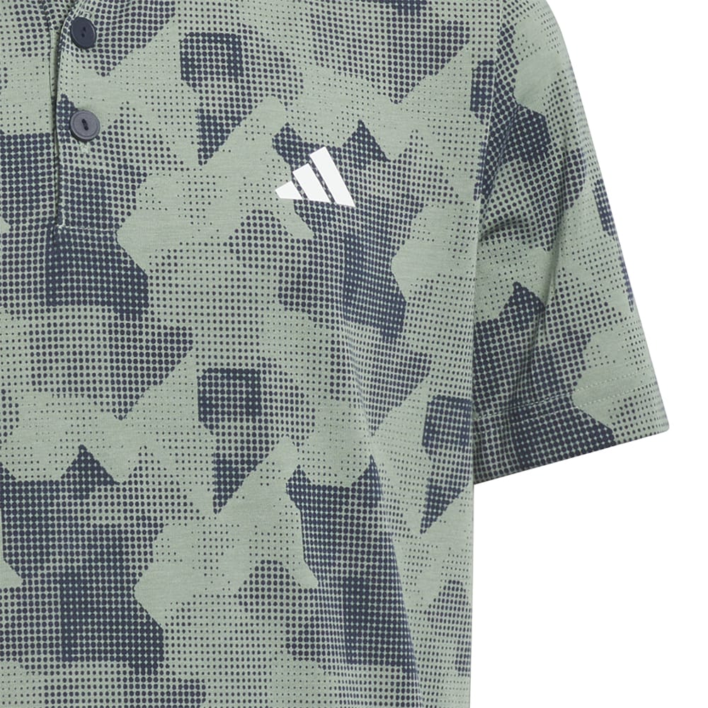 adidas Jr Printed Scripted Polo Shirt - Silver Green/Collegiate Navy