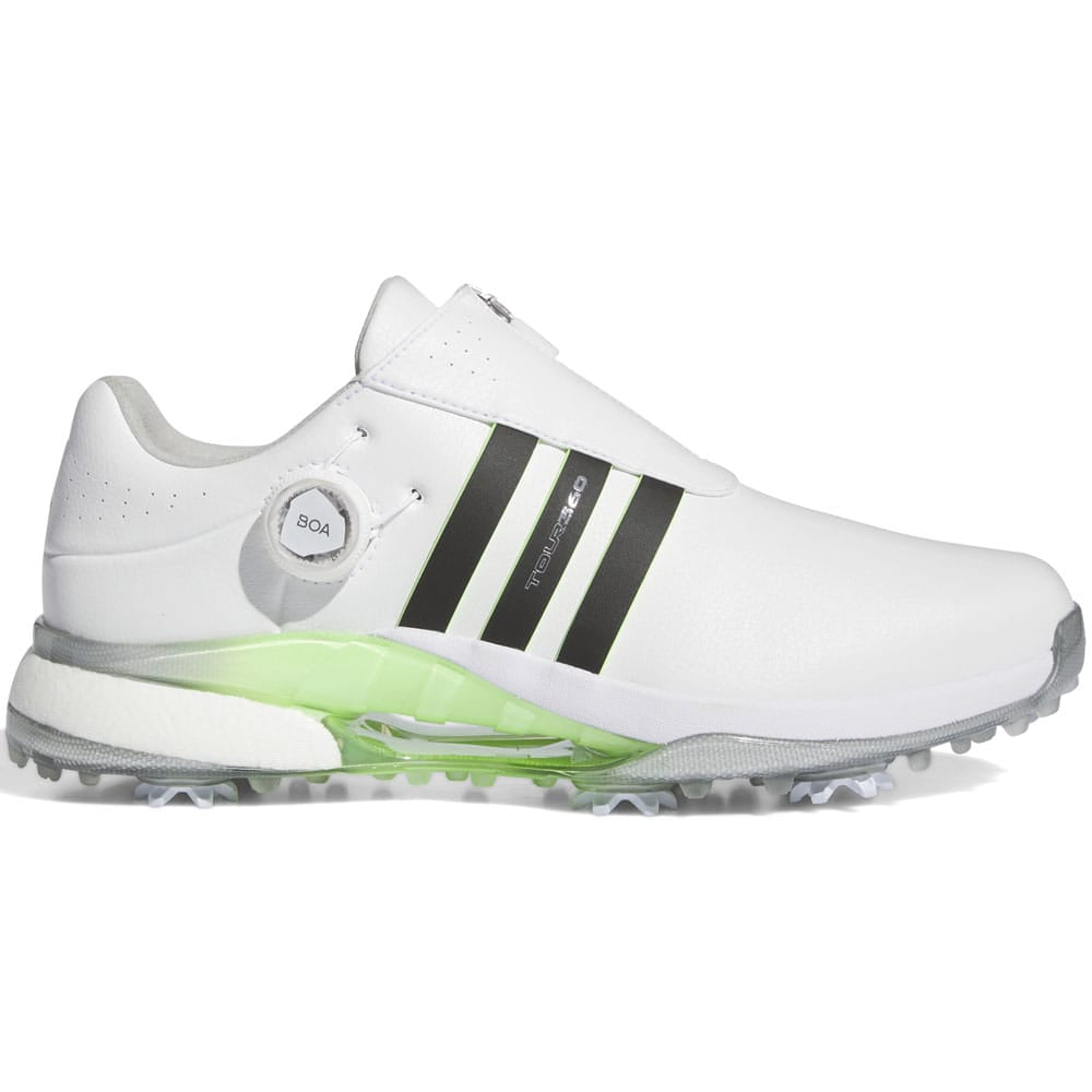 adidas Tour360 24 Boa Spiked Waterproof Shoes - Ftwr White/Core Black/Green Spark