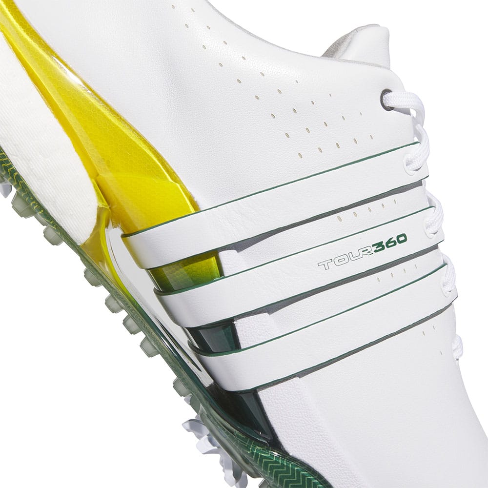 adidas Tour360 24 Spiked Waterproof Shoes - White/Collegiate Green/Yellow