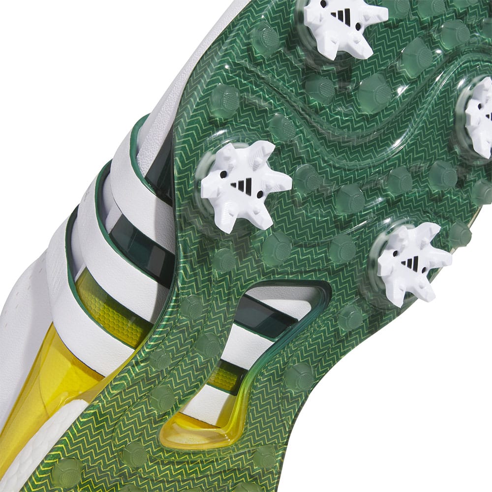 adidas Tour360 24 Spiked Waterproof Shoes - White/Collegiate Green/Yellow