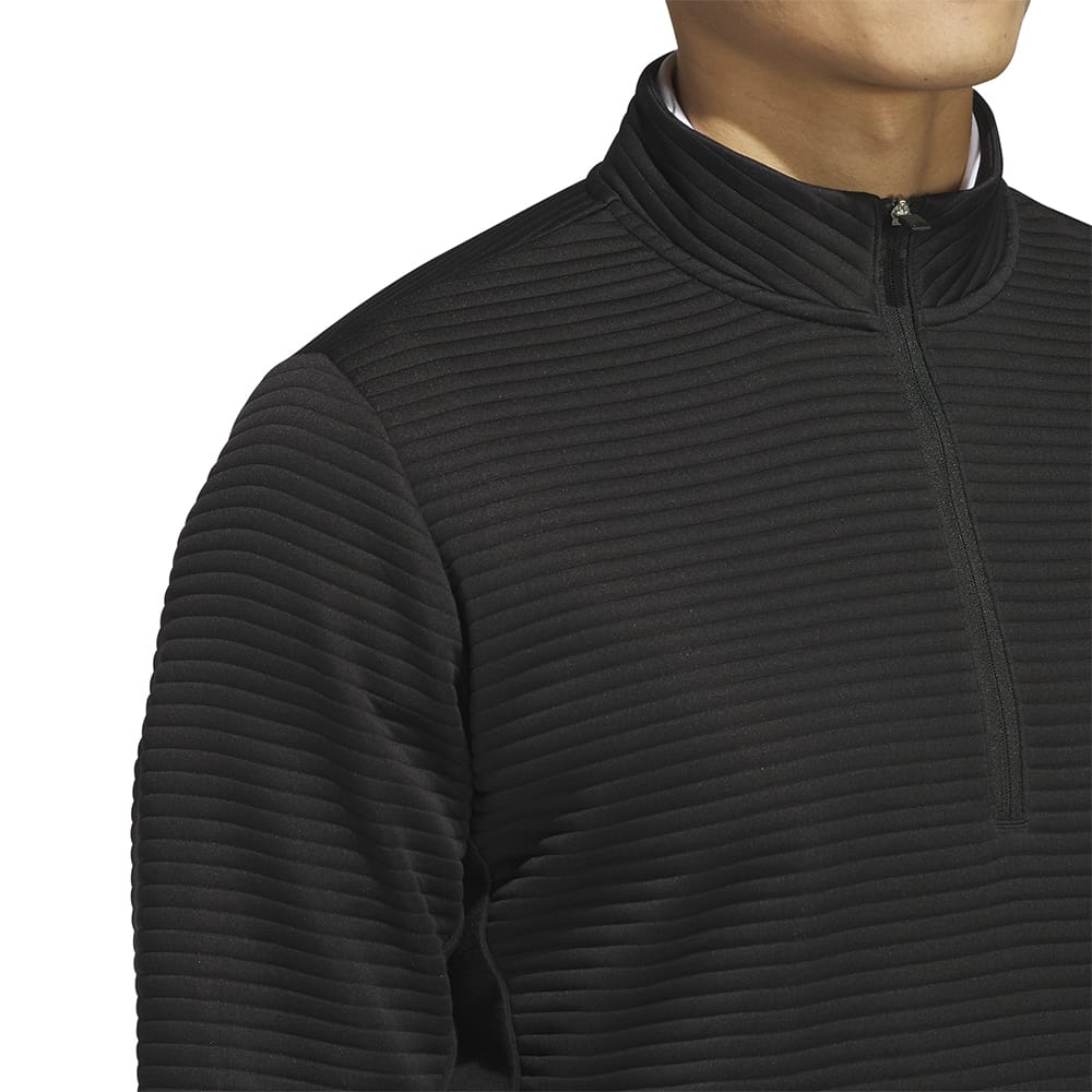 adidas Ultimate365 DWR Textured 1/4 Zip Chest Logo Sweatshirt - Black