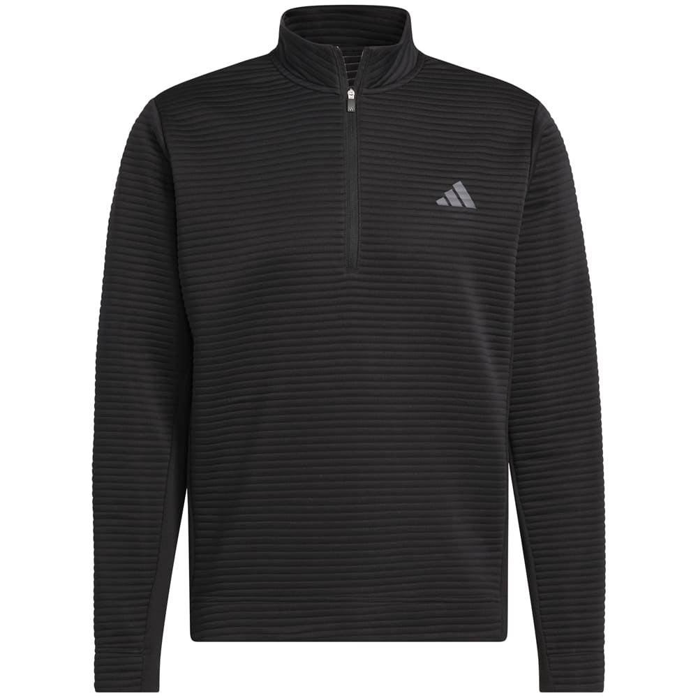 adidas Ultimate365 DWR Textured 1/4 Zip Chest Logo Sweatshirt - Black