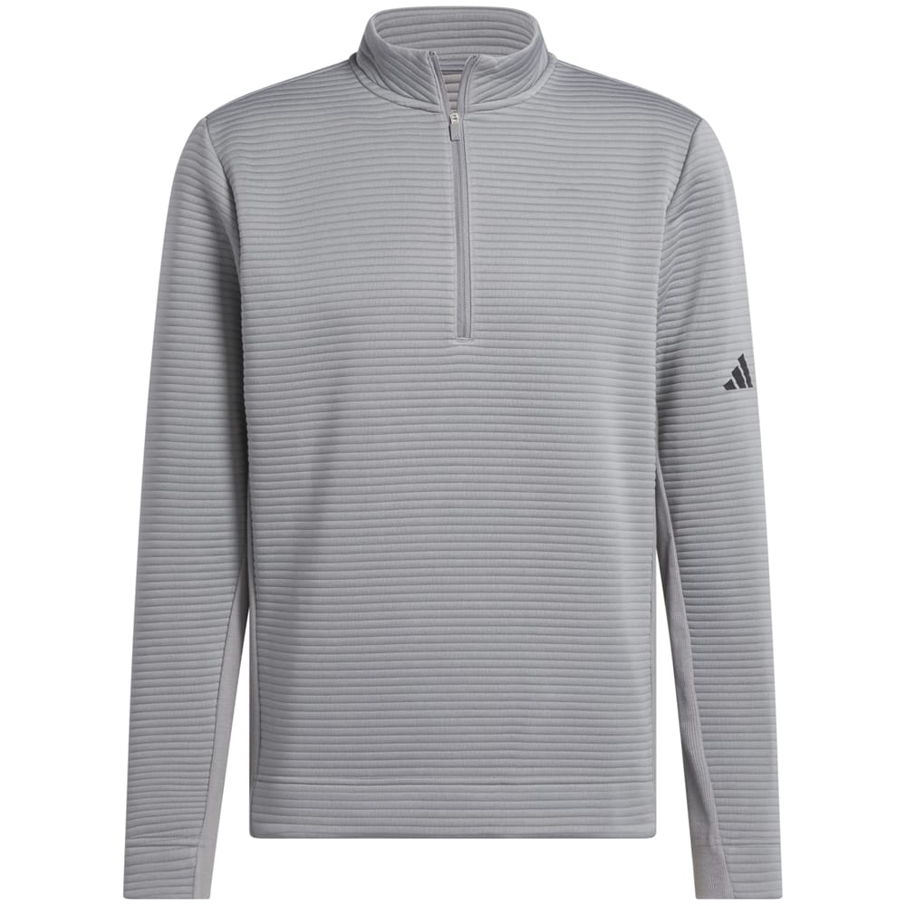 adidas Ultimate365 DWR Textured 1/4 Zip Chest Logo Sweatshirt - Grey Three
