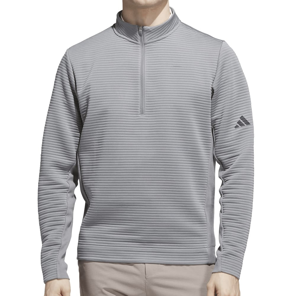 adidas Ultimate365 DWR Textured 1/4 Zip Chest Logo Sweatshirt - Grey Three