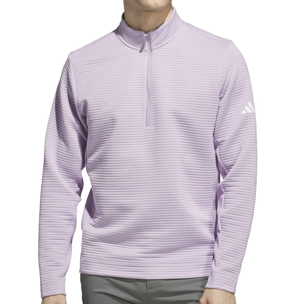 adidas Ultimate365 DWR Textured 1/4 Zip Arm Logo Sweatshirt - Powder Plum
