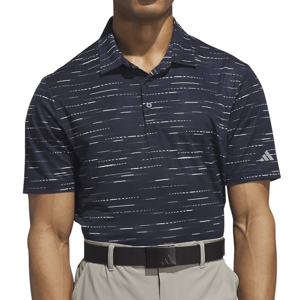 adidas Ultimate365 Mesh Glimmer Print Polo Shirt Sleeve Logo - Collegiate Navy