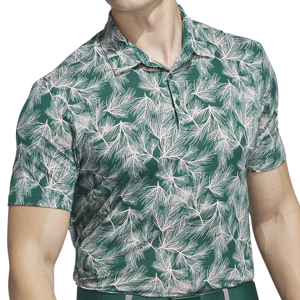 adidas Ultimate365 Mesh Print Polo Shirt - Collegiate Green/Sandy Pink