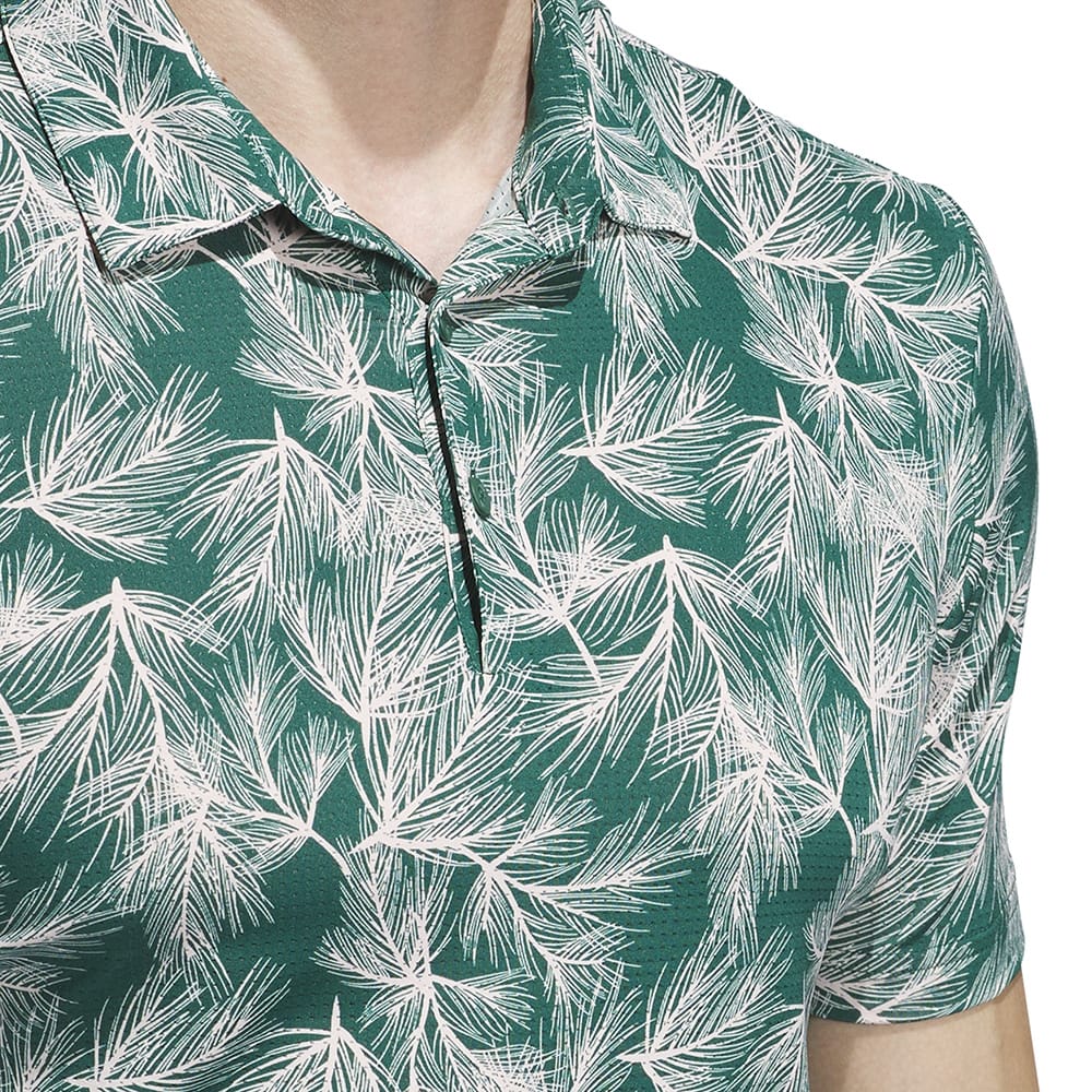 adidas Ultimate365 Mesh Print Polo Shirt - Collegiate Green/Sandy Pink