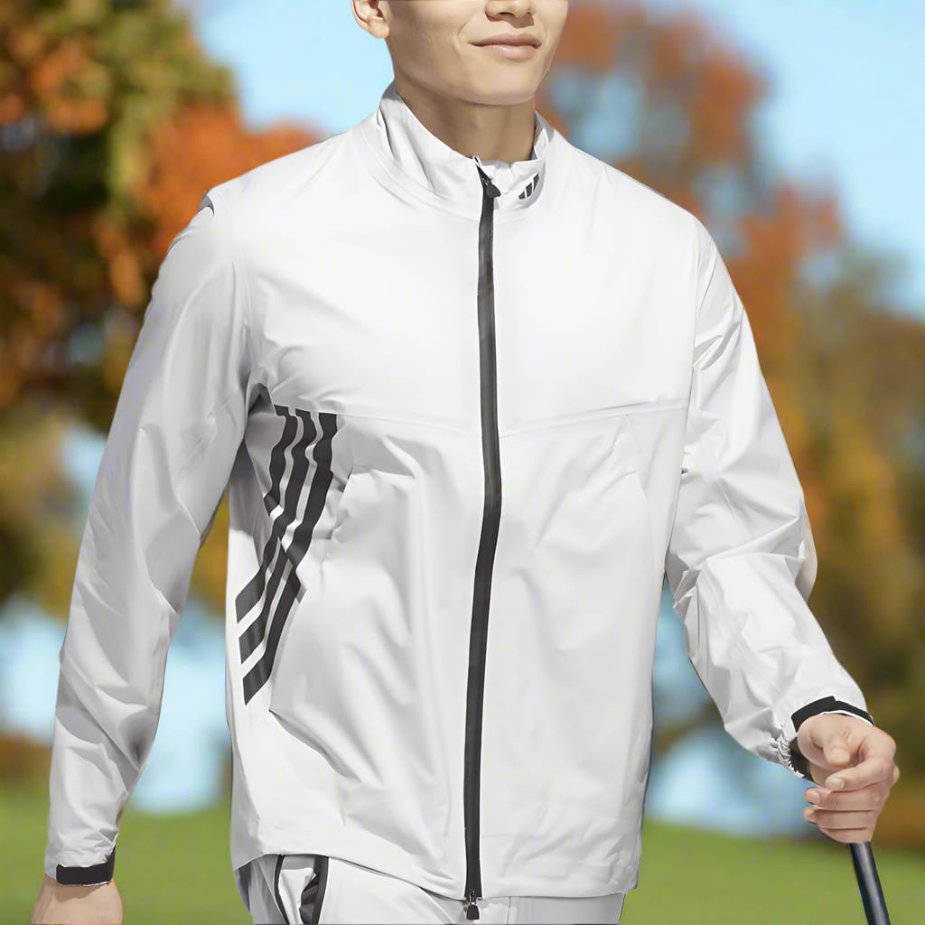 adidas Ultimate365 Tour Climaproof+ Waterproof Full-Zip Rain Suit - Grey One/Black