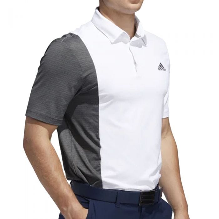 adidas Ultimate365 Blocked Print Polo Shirt - White/Grey Six/Collegiate Navy