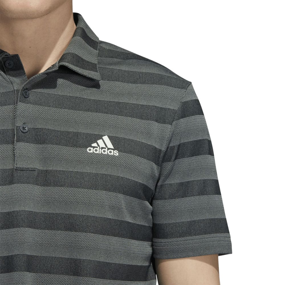 adidas 2 Colour Stripe Polo Shirt - Shadow Green/Linen Green