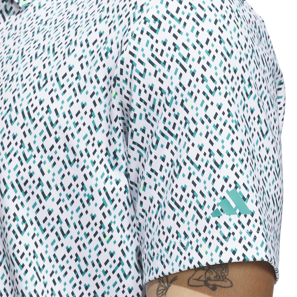 adidas Ultimate365 Micro Argyle Polo Shirt - White/Pure Teal