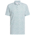 adidas Ultimate365 Micro Argyle Polo Shirt - White/Pure Teal