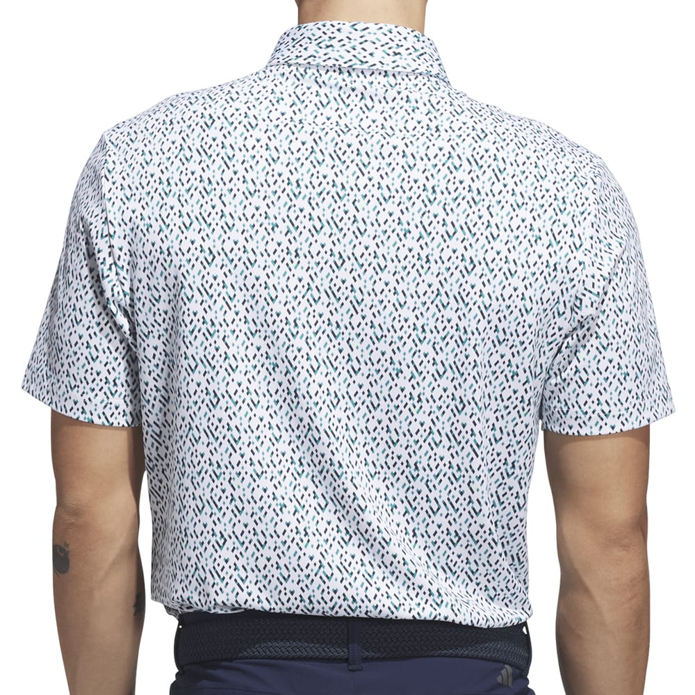 adidas Ultimate365 Micro Argyle Polo Shirt - White/Pure Teal