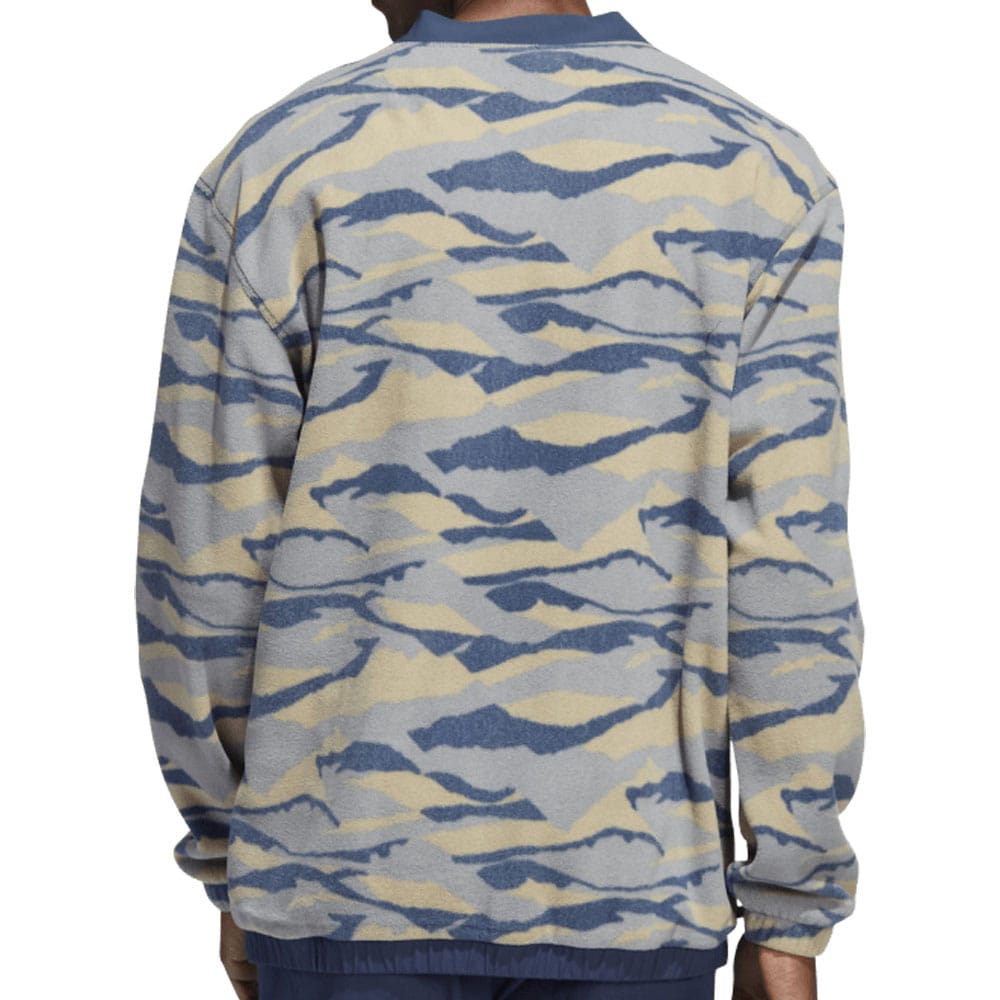adidas Texture Print Crew Neck Sweatshirt - Hemp/Crew Navy/Grey Three