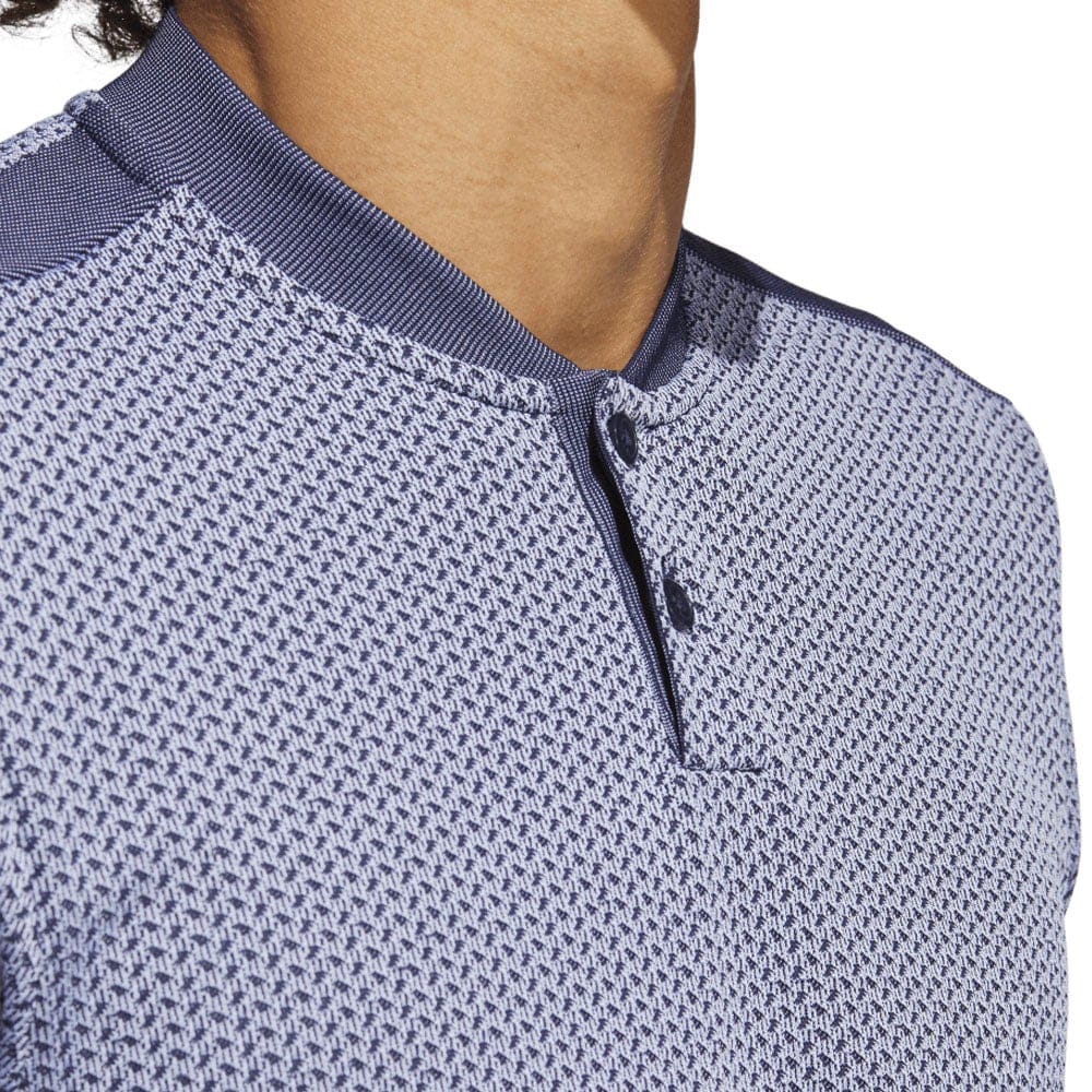 adidas Tour Textured Primeknit Polo Shirt - White/Collegiate Navy