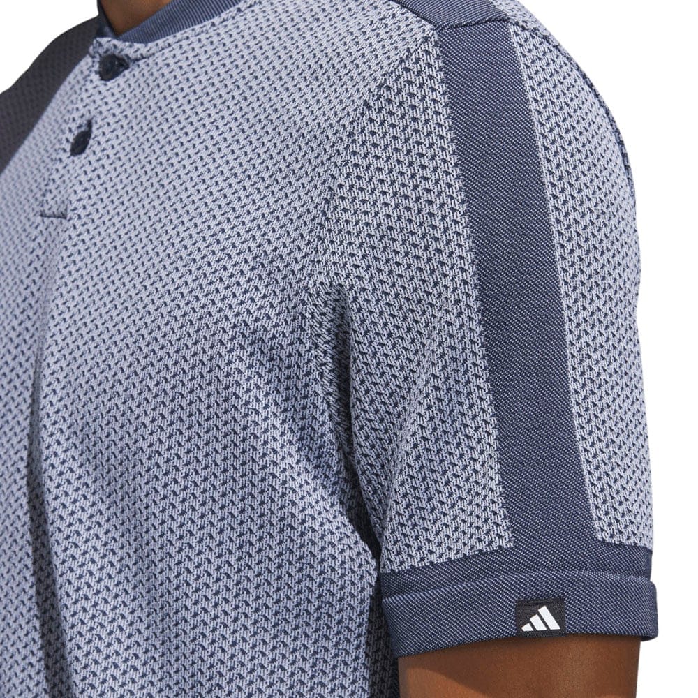 adidas Tour Textured Primeknit Polo Shirt - White/Collegiate Navy
