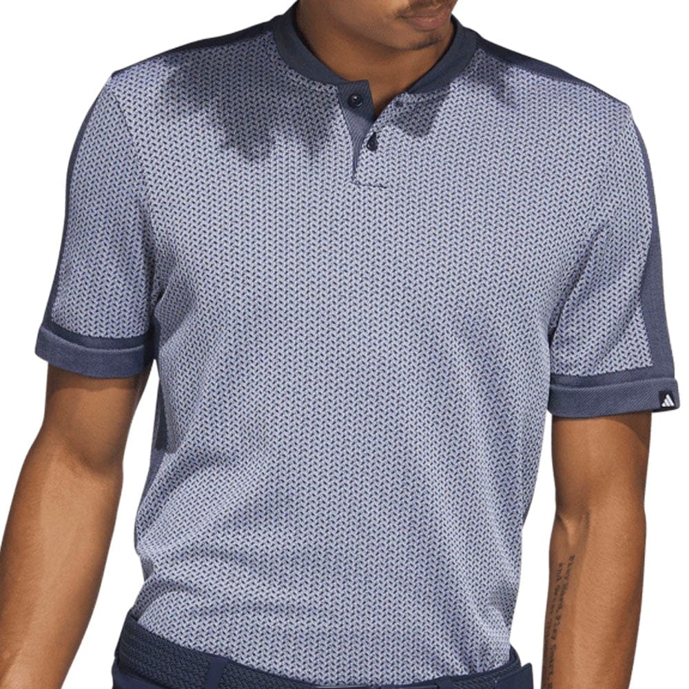 adidas Tour Textured Primeknit Polo Shirt - White/Collegiate Navy