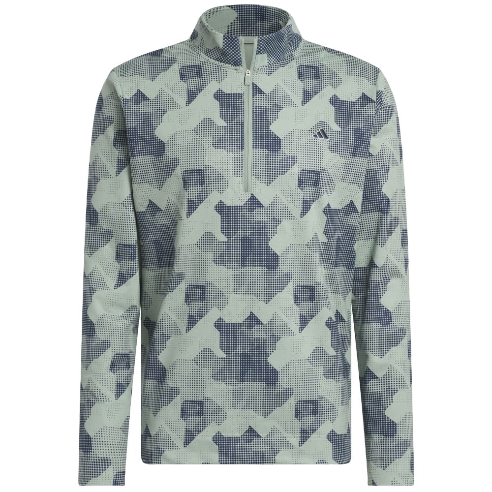 adidas Go-To Printed 1/4 Zip Pullover - Silver Green