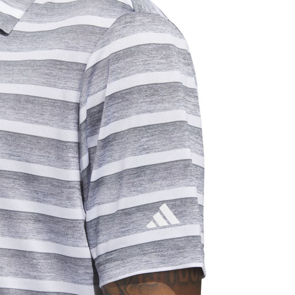 adidas Two-Colour Stripe Polo Shirt - Grey Three/White